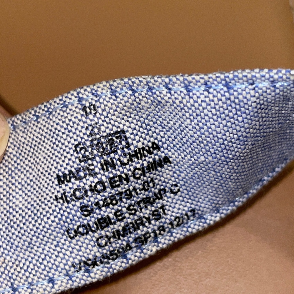 Old Navy Chambray Blue White Striped Double Strap Sandal Slides Size 10 - Picture 5 of 6